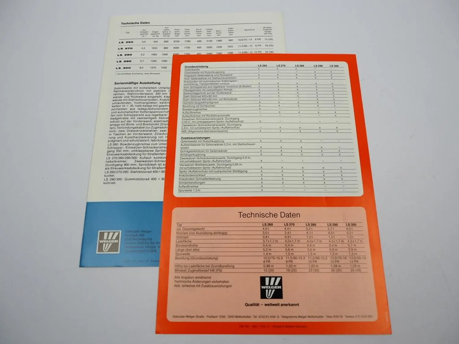 2x Original Prospekt Welger LS 260 270 280 290 300 Stalldungstreuer 1977/83