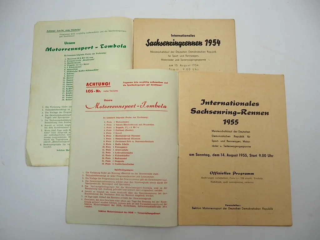 2x Programmheft Sachsenring Hohenstein Ernstthal DDR Motorrad Motorsport 1954/55