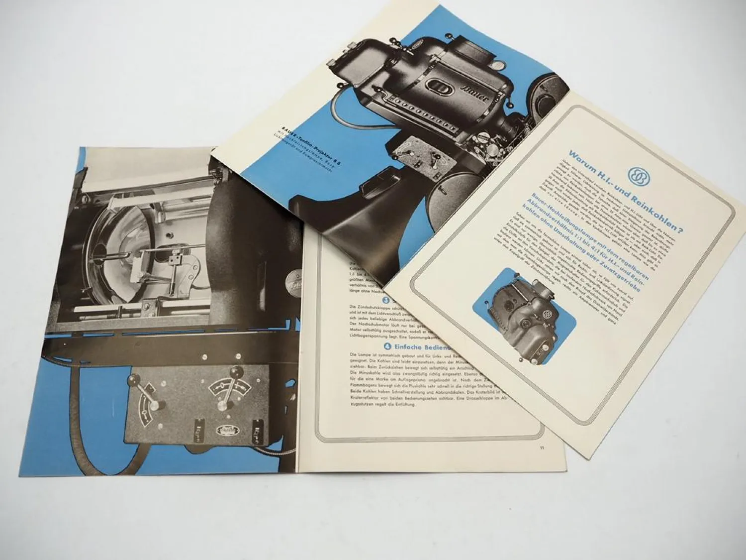 2x Prospekt Bauer Tonfilm Projektor B8 Lampe Film Kino Maschine Apparat 1939/40
