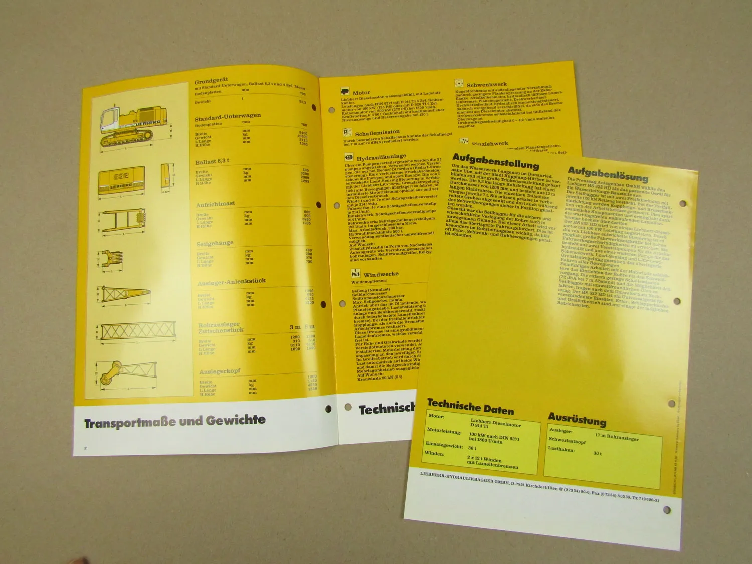 2x Prospekt Einsatzbericht Liebherr HS 832HD Seilbagger Wasserwerk Langenau Rohr