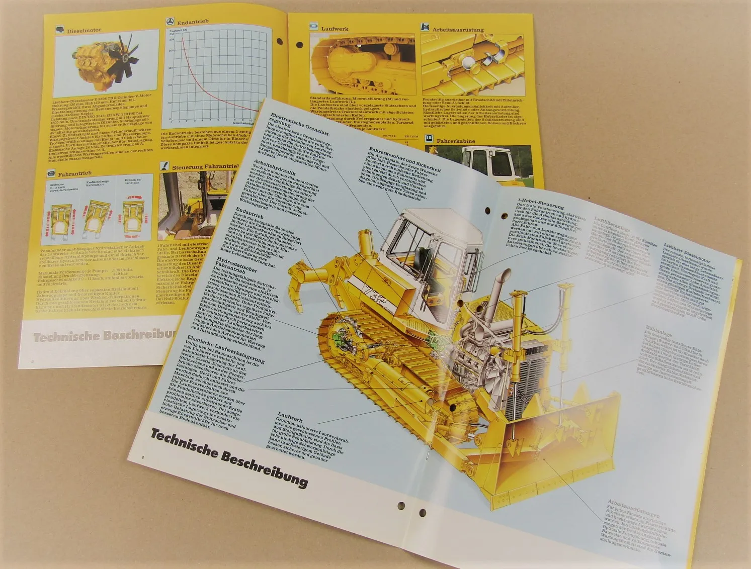 2x Prospekt Liebherr PR732 Litronic Raupe + Wettbewerbsvergleich Komatsu D65