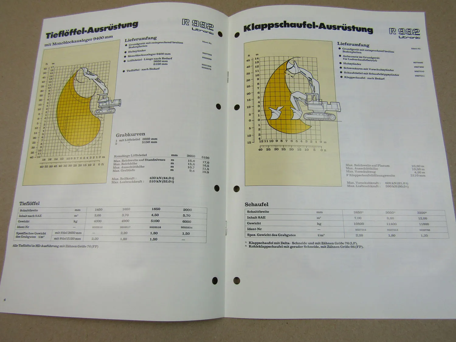 2x Prospekt Liebherr R 992 Litronic Einsatzbericht Porphygestein Belgien Datenbl