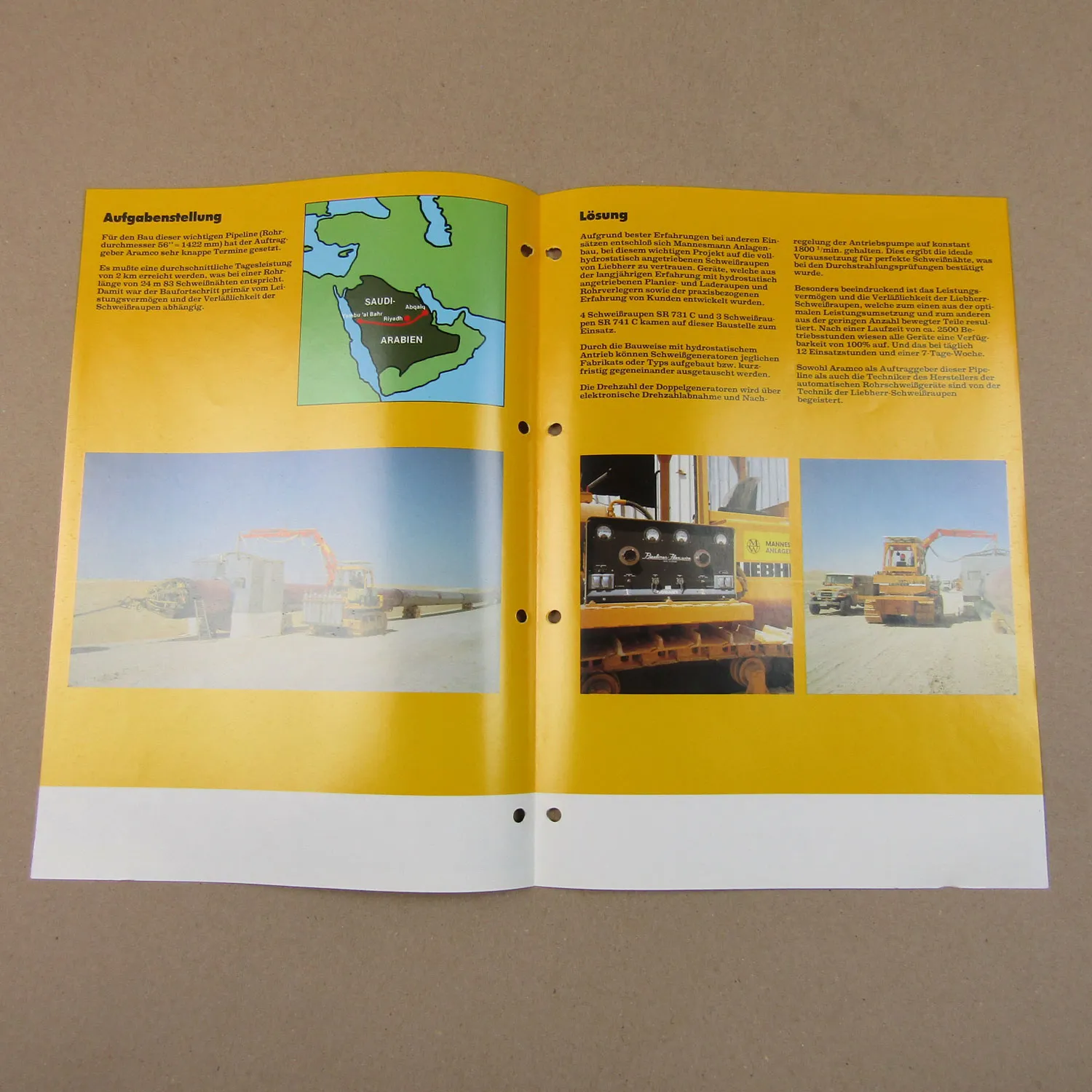 2x Prospekt Liebherr SR 731 741 C Schweißraupe Einsatzbericht Pipelinbau Abqaiq
