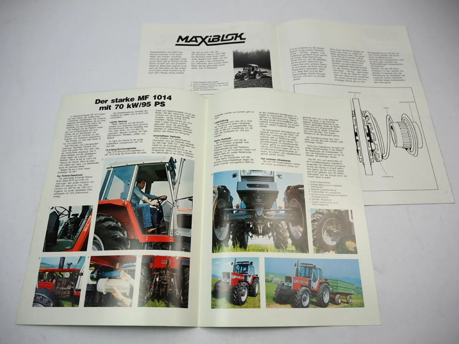 2x Prospekt Massey Ferguson MF1014 Schlepper 95 PS Maxiblock 1984