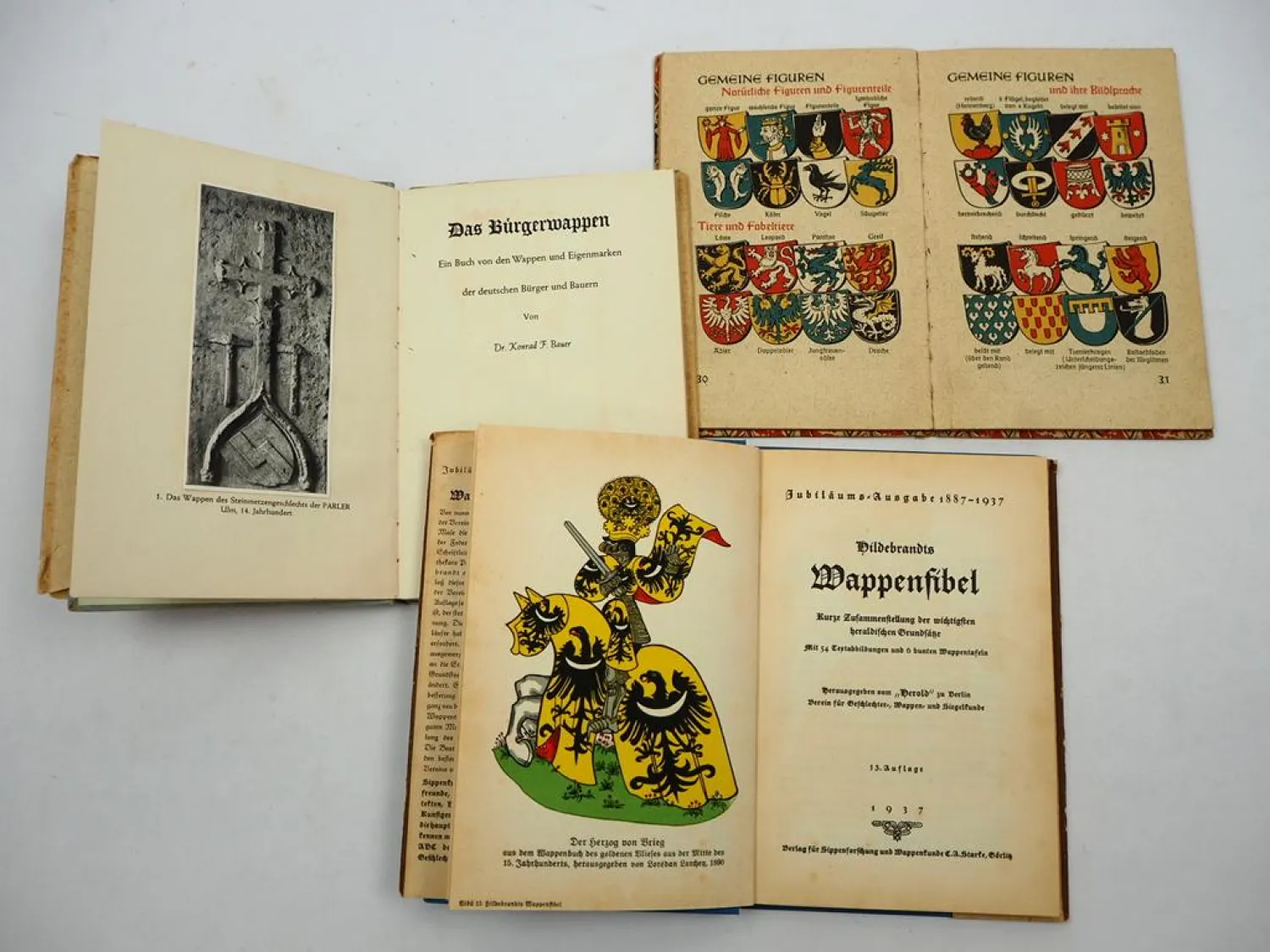 3 Bücher Wappenkunde Heraldik Wappenfibel Bürgerwappen 1930/40er Jahre