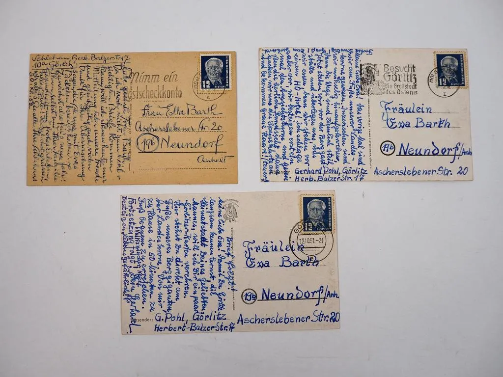 3 Foto AK Görlitz Untermarkt Landeskrone 1951 Sachsen