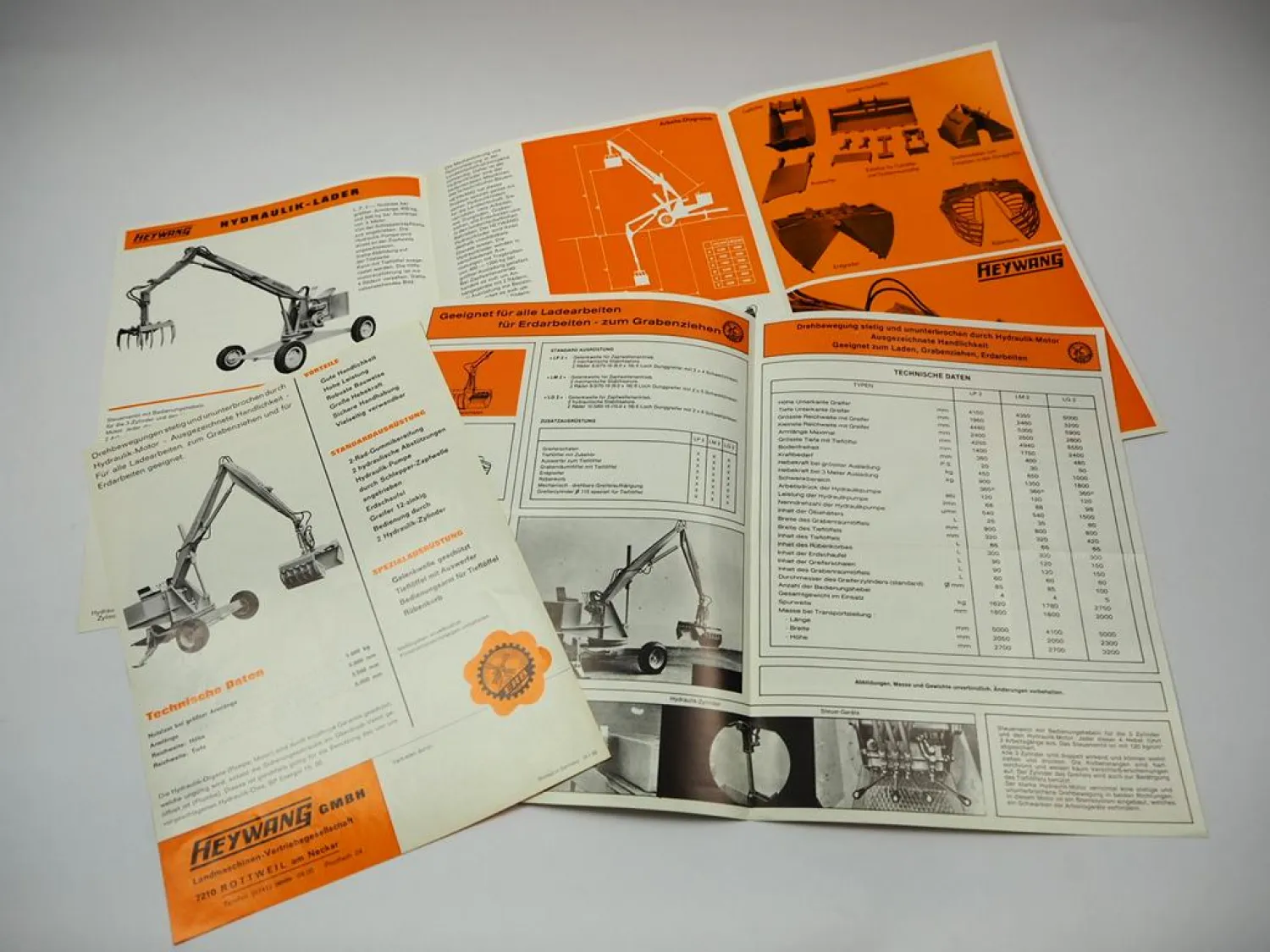3 Original Prospekte Heywang Hydraulik Lader LG LM LP 2 ca. 1970er Jahre