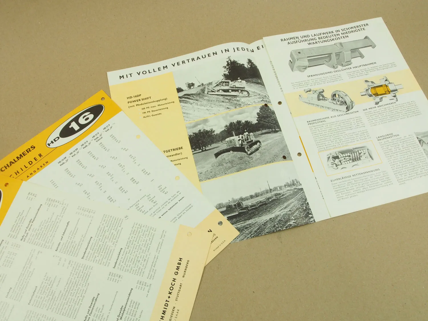 3 Prospekte AC Allis Chalmers HD16 Planierraupe und Angebot wohl 60er Jahre