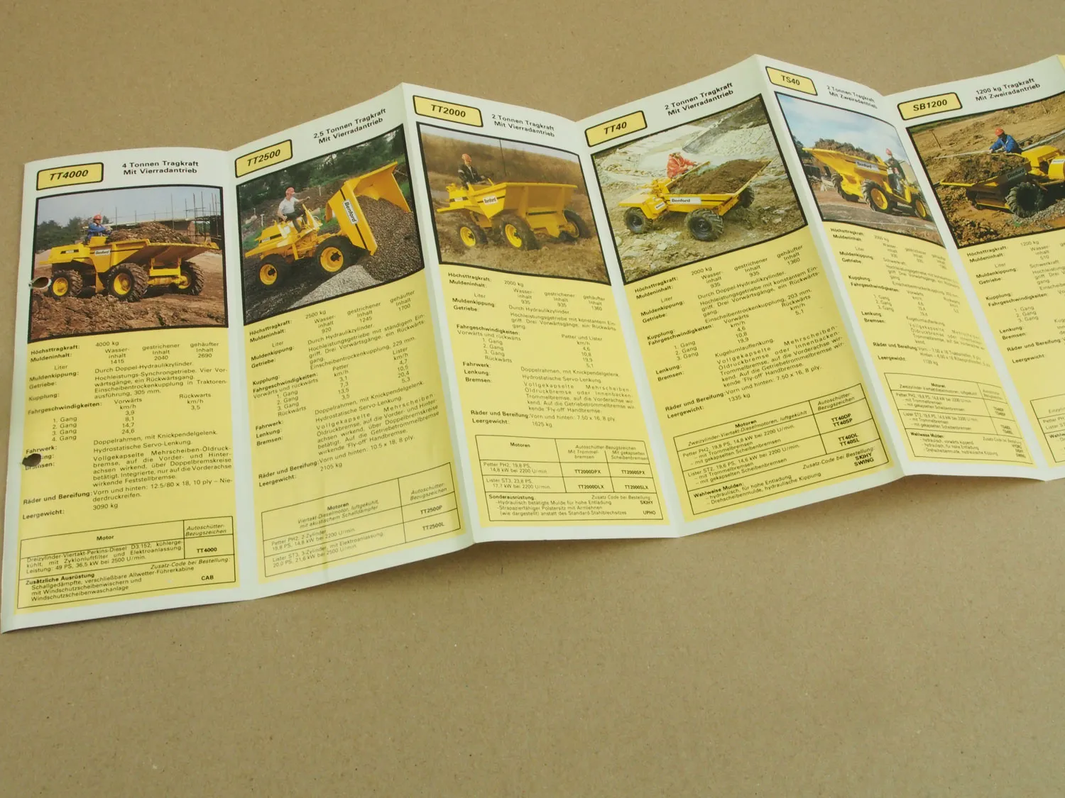 3 Prospekte Benford Dumper Autoschütter Walzen Mischer Hebebühnen 80er Jahre