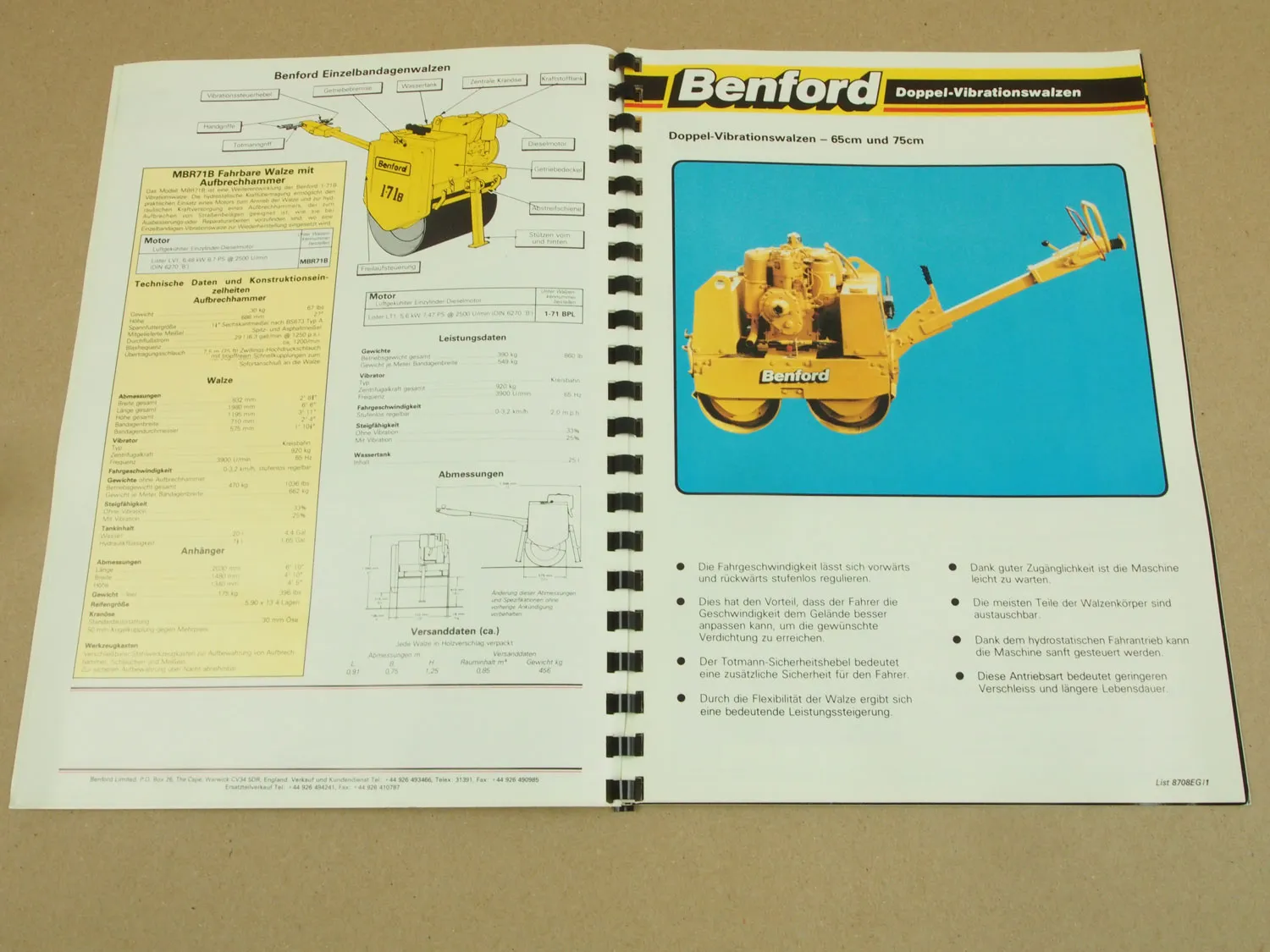 3 Prospekte Benford Dumper Autoschütter Walzen Mischer Hebebühnen 80er Jahre