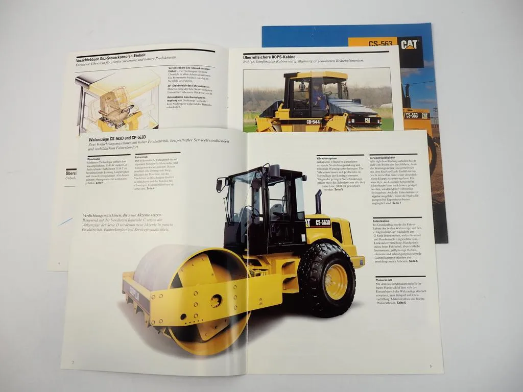 3 Prospekte Caterpillar CAT CB544 CS563 CP563 D Walzen 1994/2000