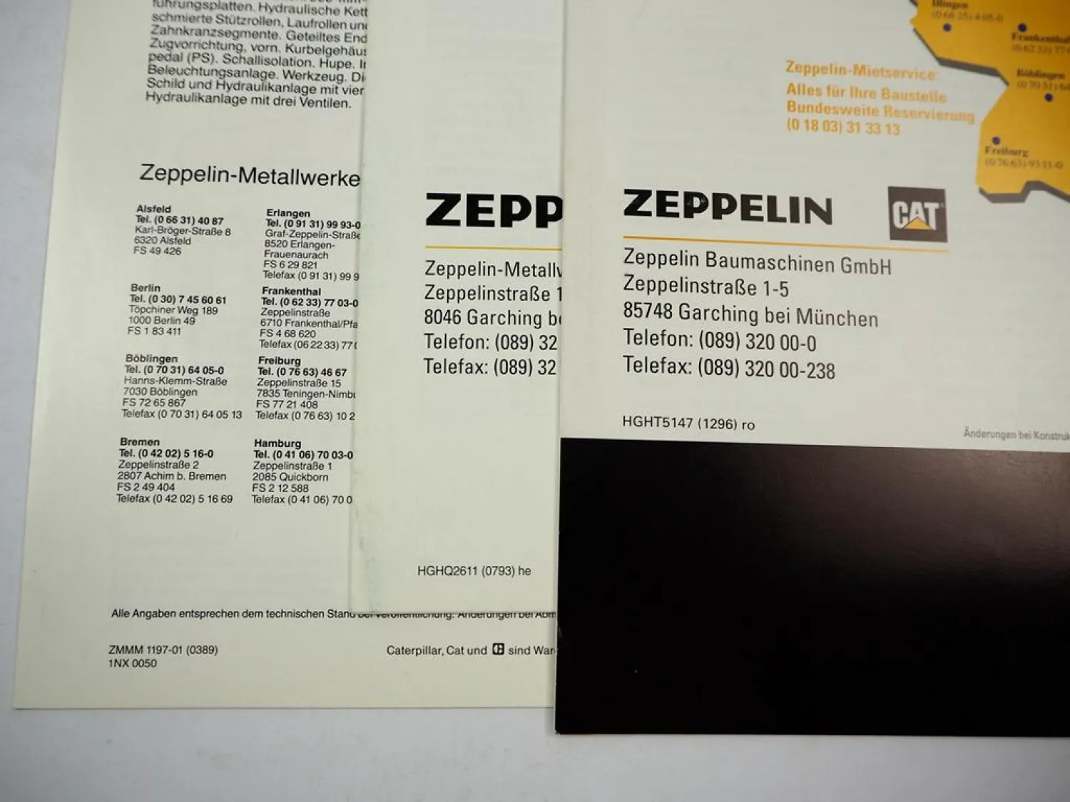 3 Prospekte Caterpillar CAT D5H D5MXL LGP Kettendozer 1989/1996
