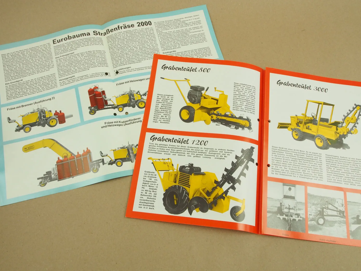 3 Prospekte Eurobauma Hamburg Straßenfräse 1000 2000 Grabenteufel 800 - 3000