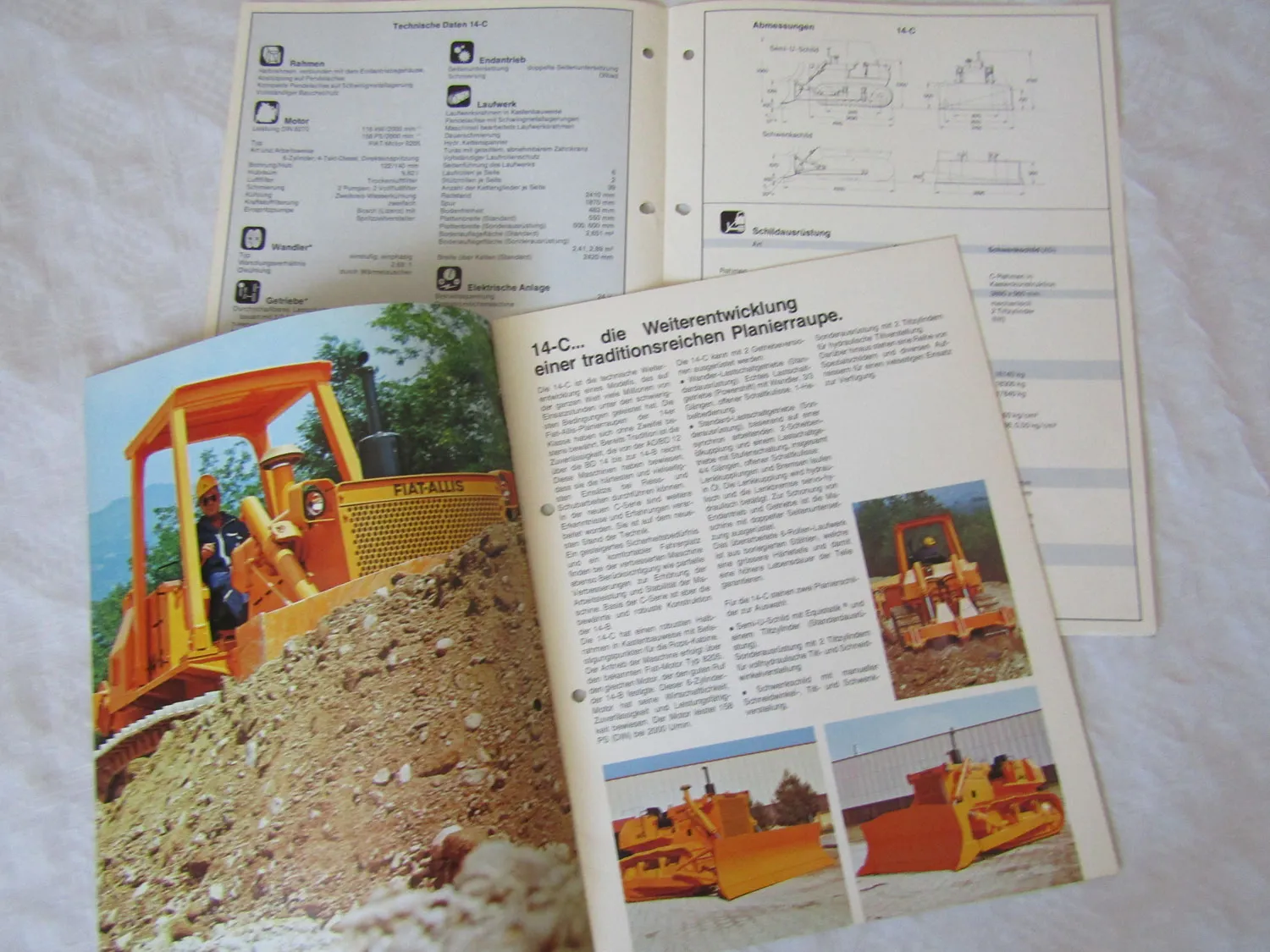 3 Prospekte Fiat-Allis Fiatallis 14C Planierraupe Angebot Technische Daten Infor