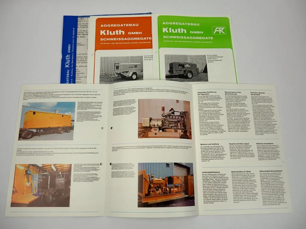 3 Prospekte Kluth KLAD KWAD Schweissaggregate 1970er Jahre