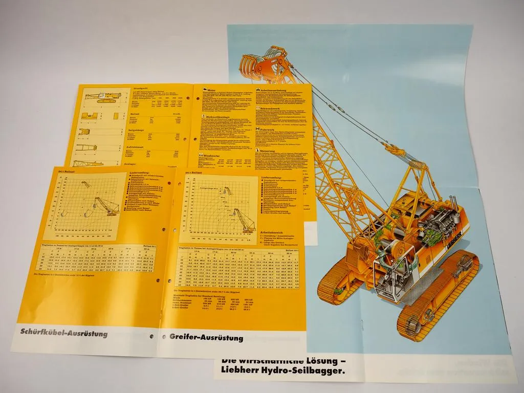 3 Prospekte Liebherr HS 843 853 HD Litronic Seilbagger 1996/98