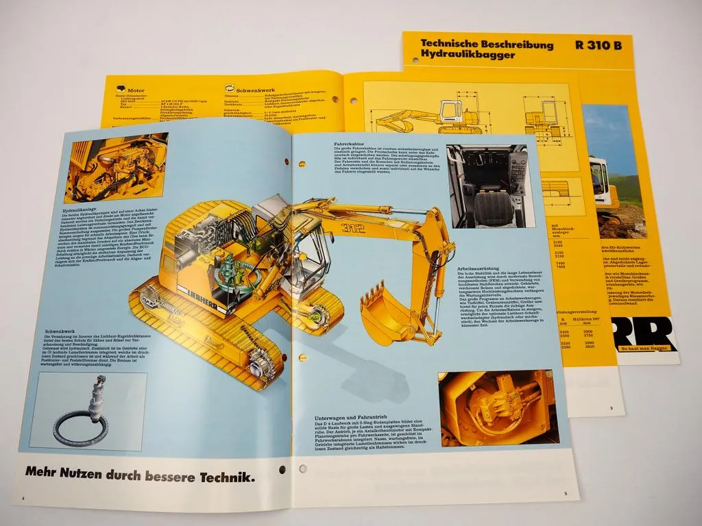 3 Prospekte Liebherr R 308 310 312 Hydraulikbagger Techn. Beschreibung 1998/99