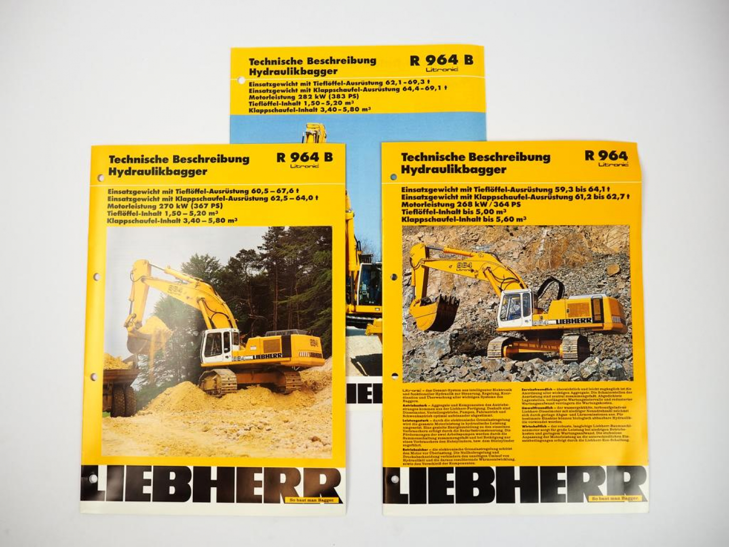 3 Prospekte Liebherr R964 R964B Litronic Hydraulikbagger Technische ...