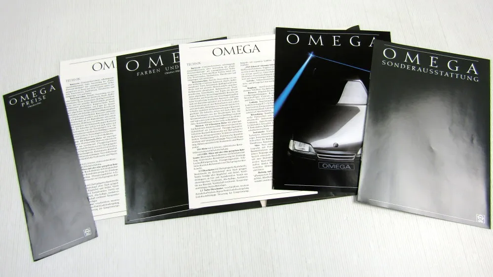 3 Prospekte Opel Omega A1 Sonderausstattungen Farben Polster + Preisliste 10/86