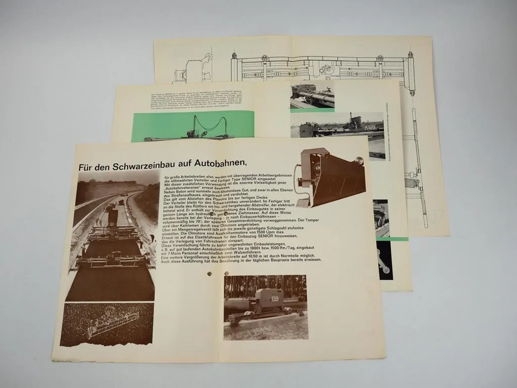 3 Prospekte Vögele Straßenfertiger Beton-Einbauzug Senior 1962