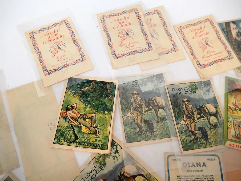 31 Stück Werbung Reklame Heftchen Tüten Notizzettel Tschechien 1900 - 1930