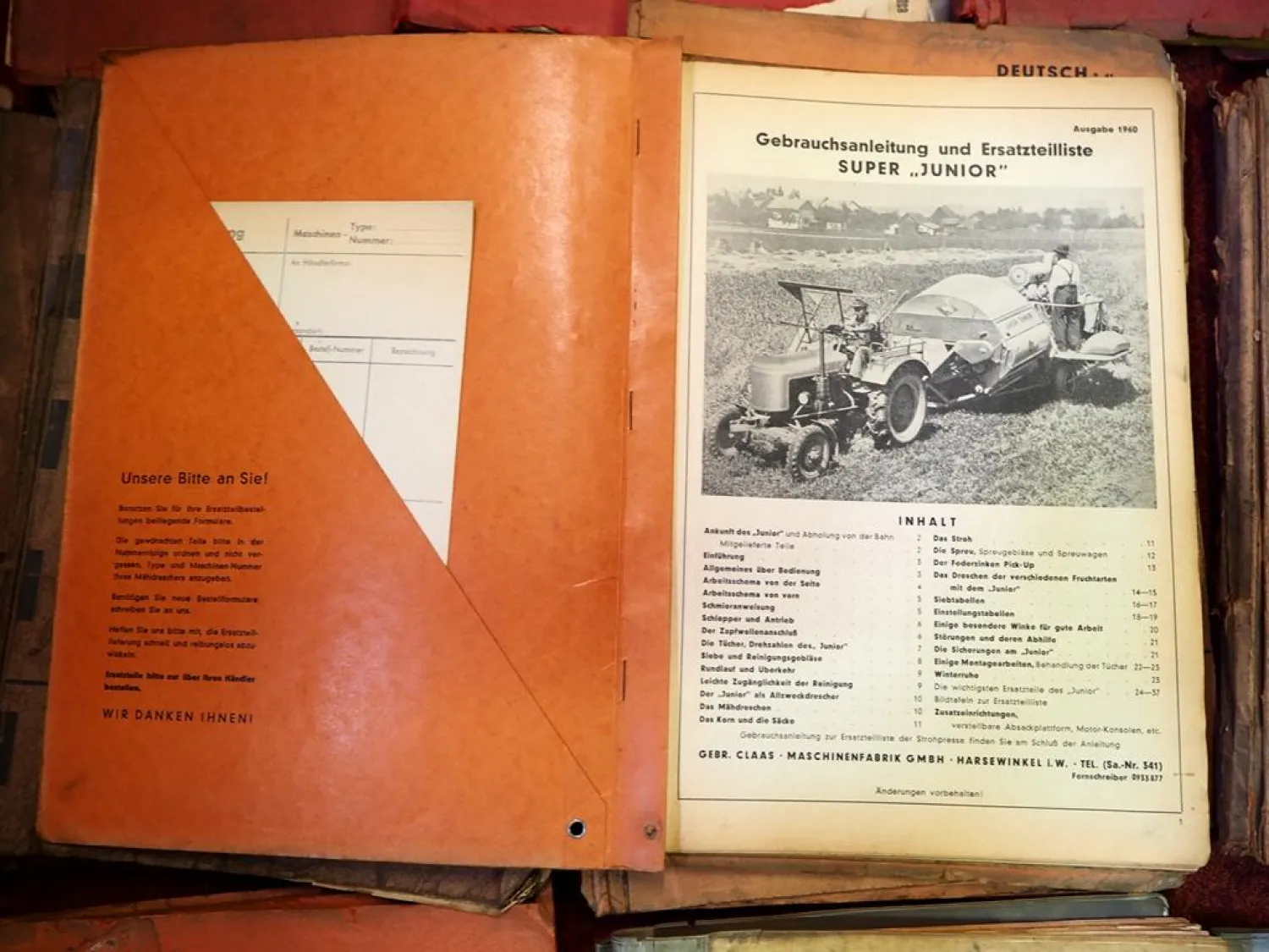 32 Stück Claas Landtechnik Betriebsanleitungen Ersatzteillisten 1960/70er