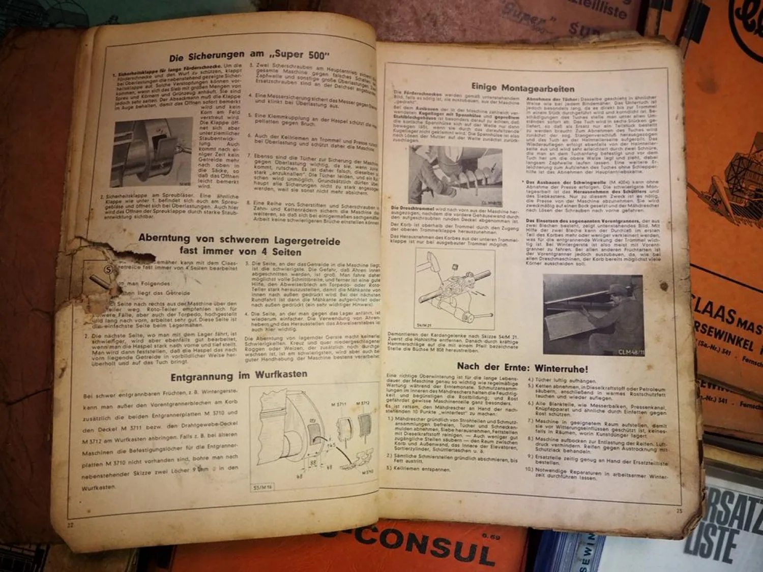 32 Stück Claas Landtechnik Betriebsanleitungen Ersatzteillisten 1960/70er