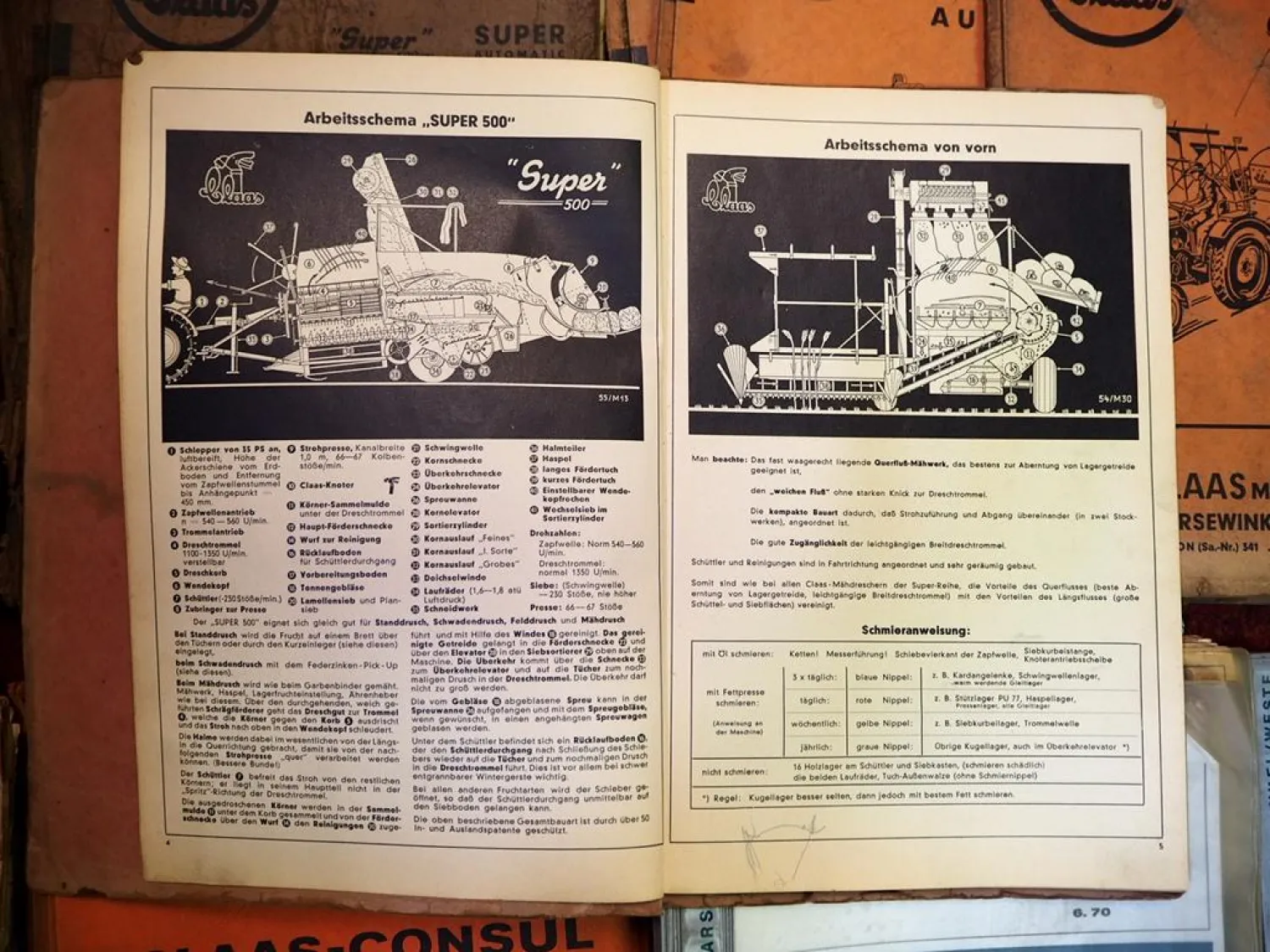 32 Stück Claas Landtechnik Betriebsanleitungen Ersatzteillisten 1960/70er