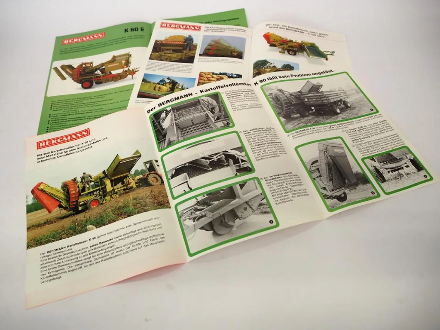 3er-Set Original Prospekte Bergmann Kartoffelvollernter in Sammelmappe