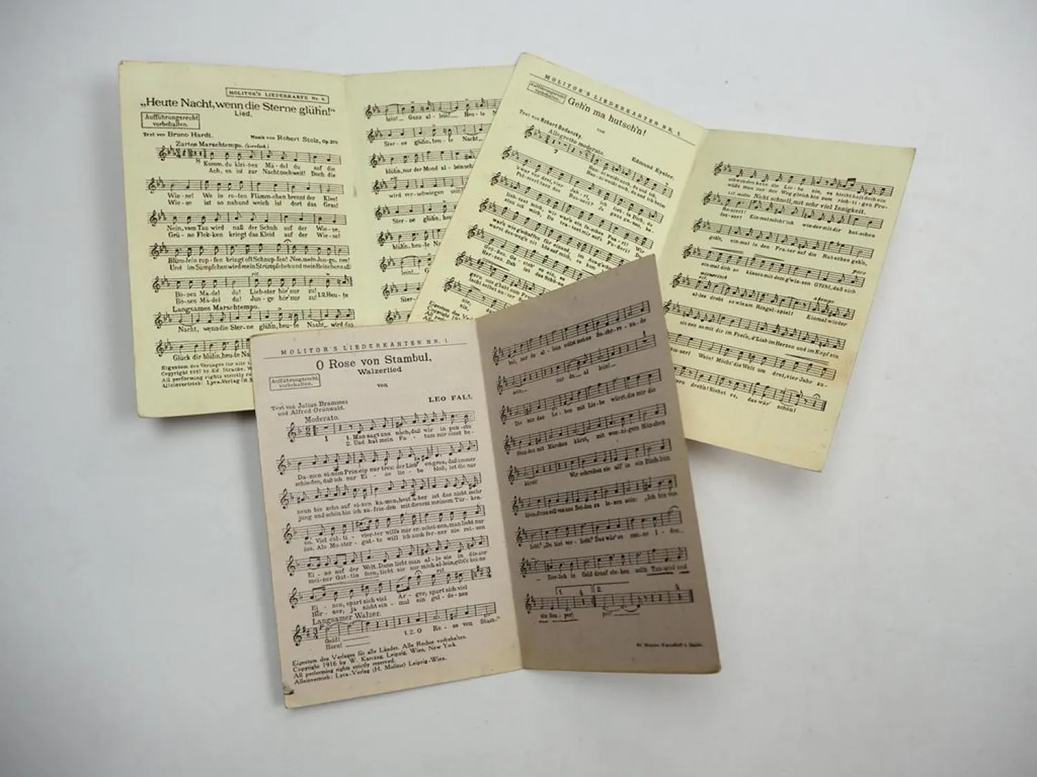3x Molitor Liederkarte Lyra Verlag 1910 Leipzig Wien Rückseite mit AK Einteilung