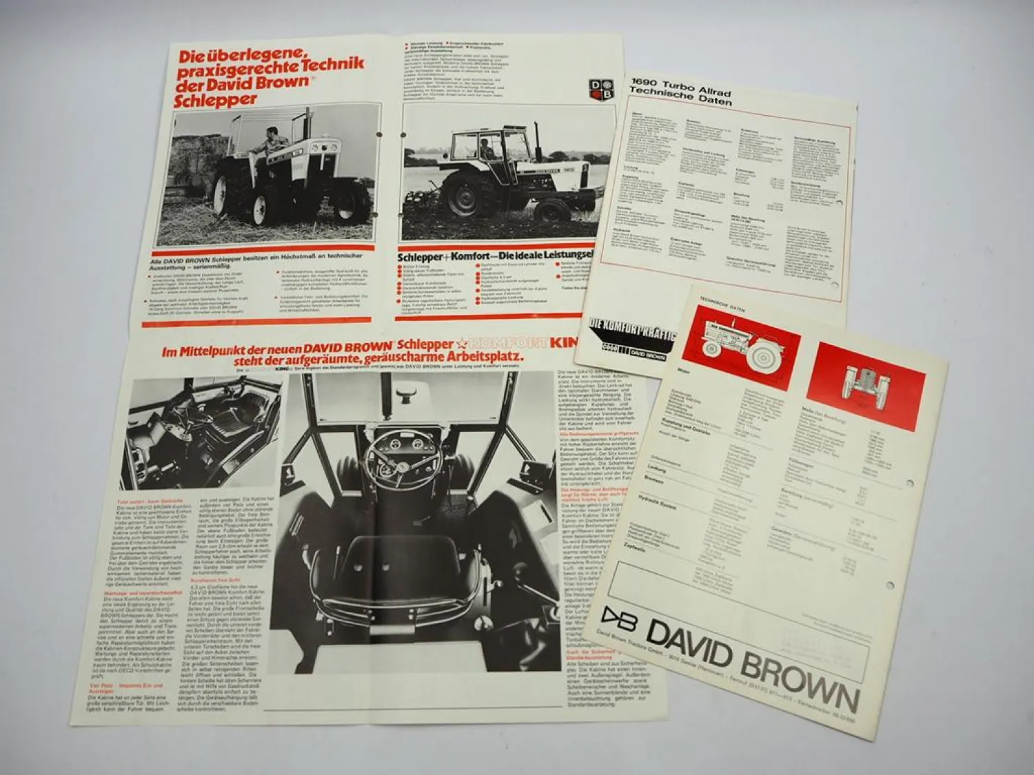 3x Original Prospekt Case David Brown 775 bis 1412 1690 Schlepper 1970/80er J.