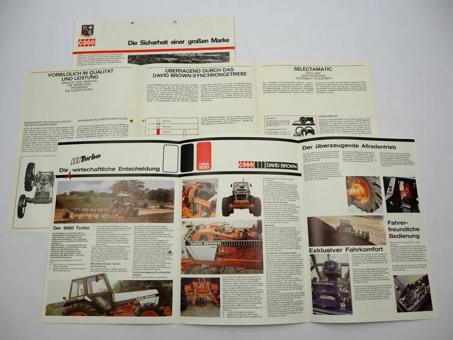 3x Original Prospekt Case David Brown 775 bis 1412 1690 Schlepper 1970/80er J.