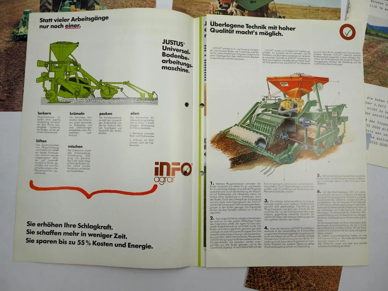 3x Original Prospekt Einsatzbericht Justus Justine Infoagrar Landtechnik 1979