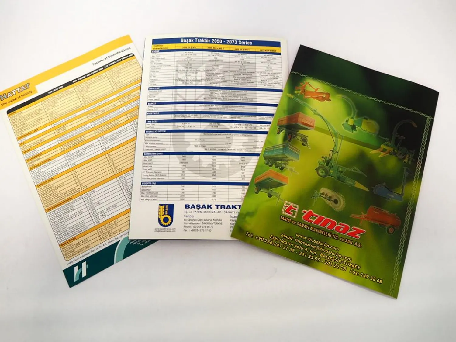 3x Original Prospekt Hattat Basak Tinaz Landtechnik Türkei ca. 1990/2000er Jahre