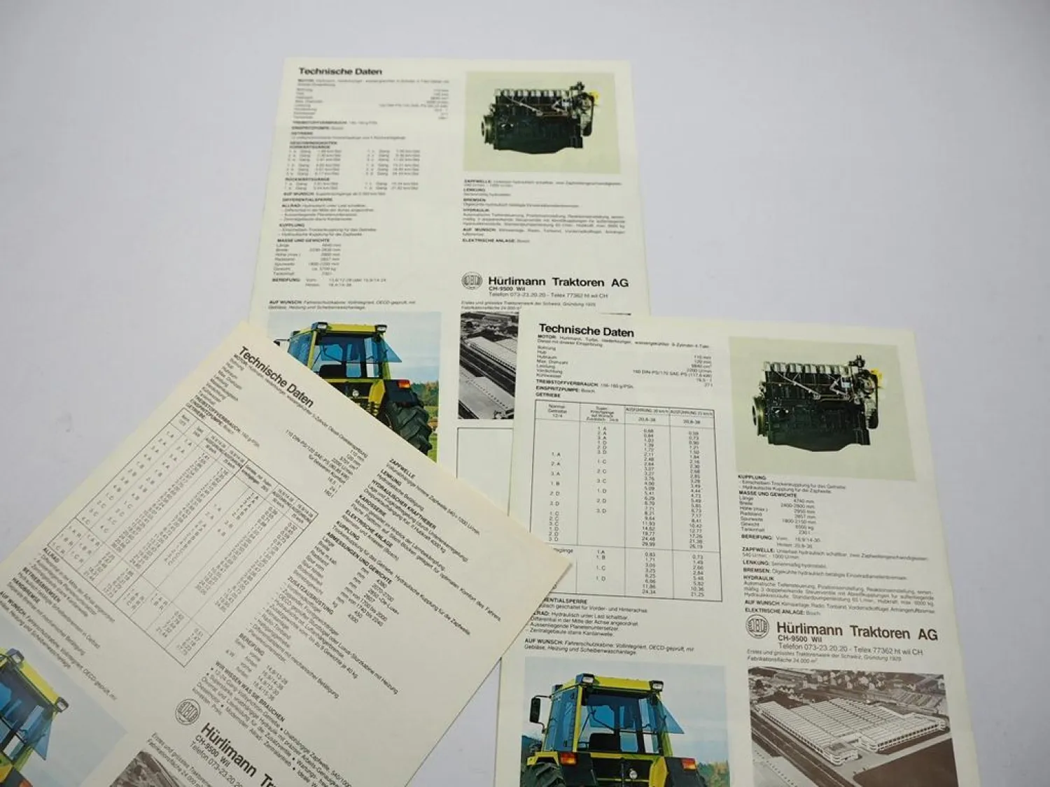 3x Original Prospekt Hürlimann H-5110 H-6130 H-6160 Allrad Turbo Traktor 1979