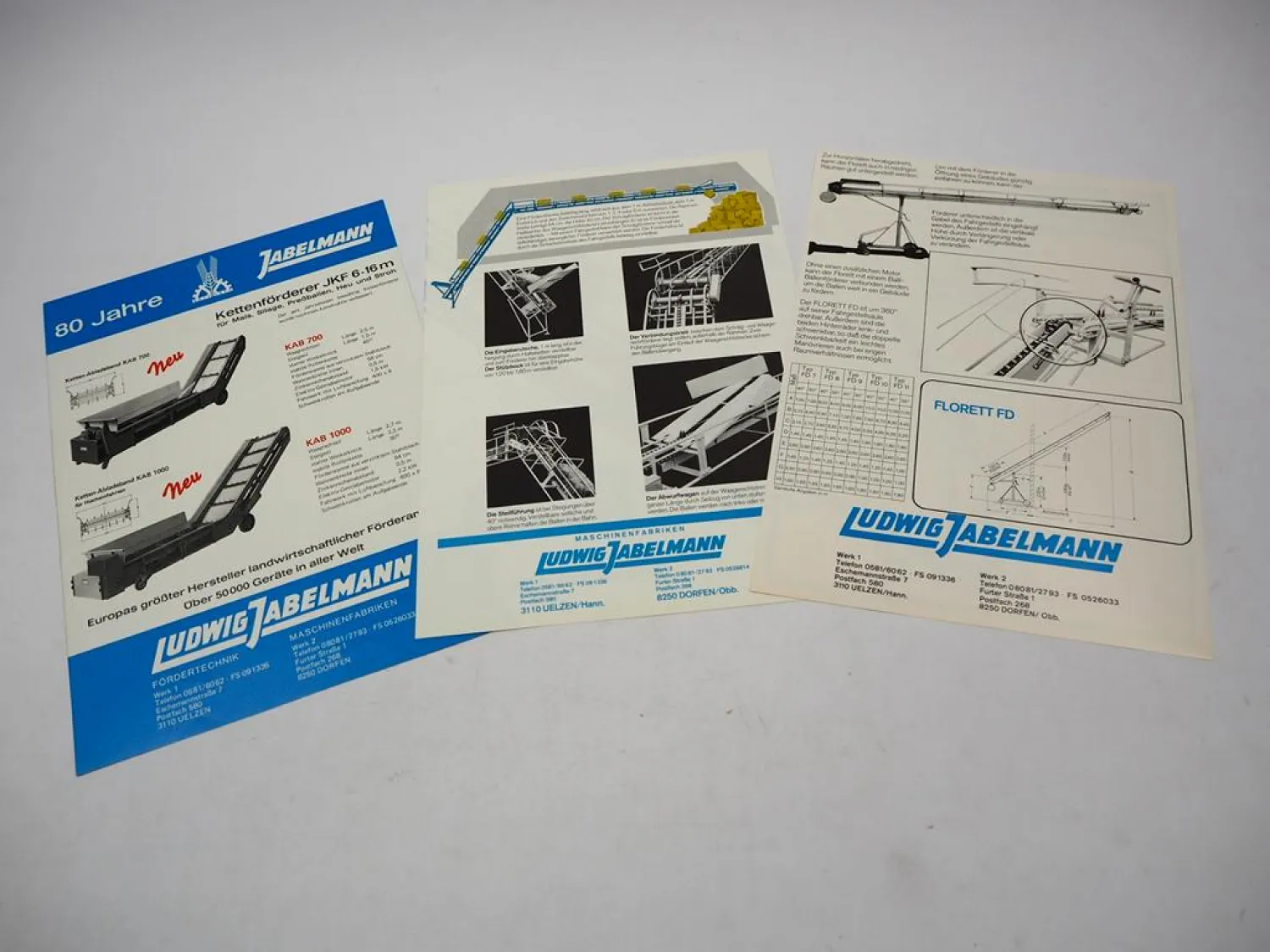 3x Original Prospekt Jabelmann Ballenförder & Kettenförderer Landtechnik