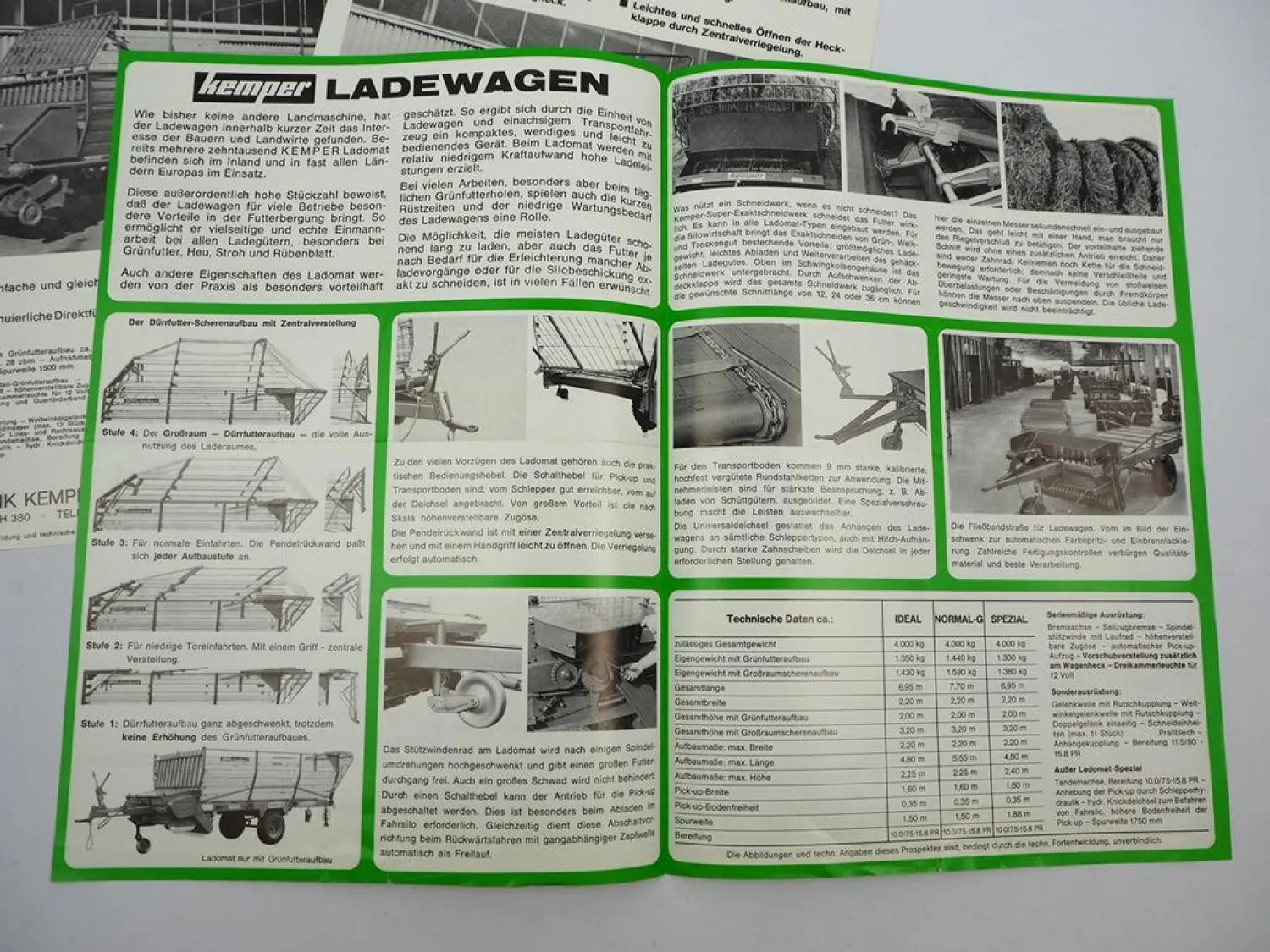 3x Original Prospekt Kemper Ladewagen Ladomat Erntewagen ca. 1970er Jahre