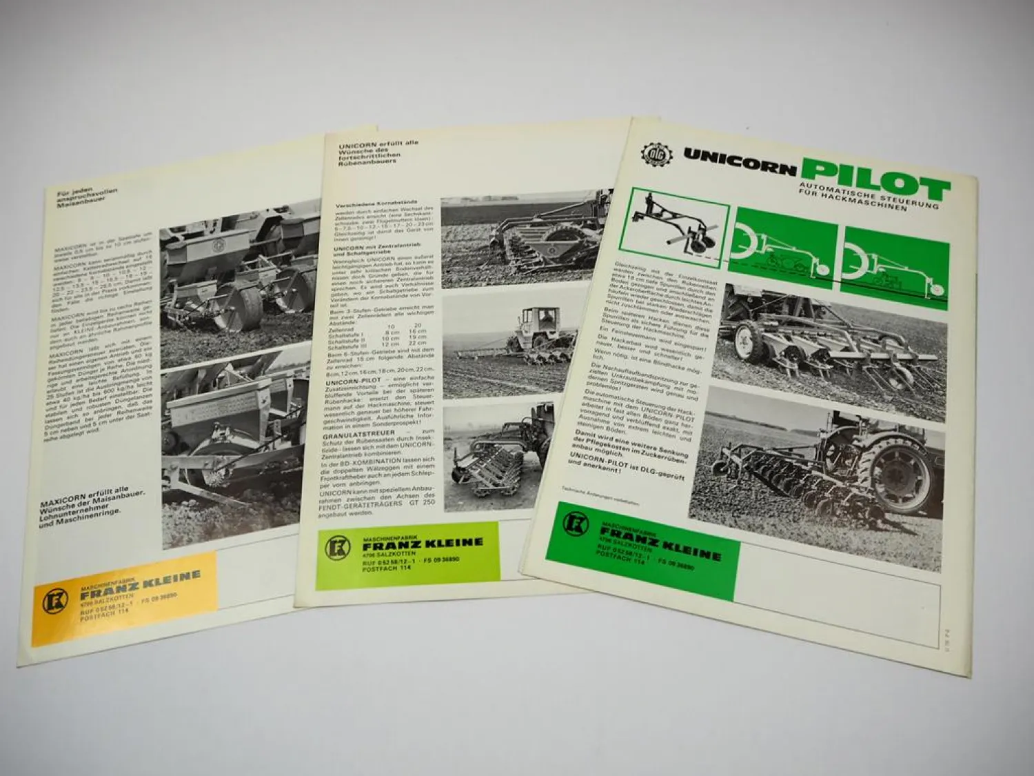3x Original Prospekt Kleine Unicorn Maxicorn Einkorndrille Anbaugeräte