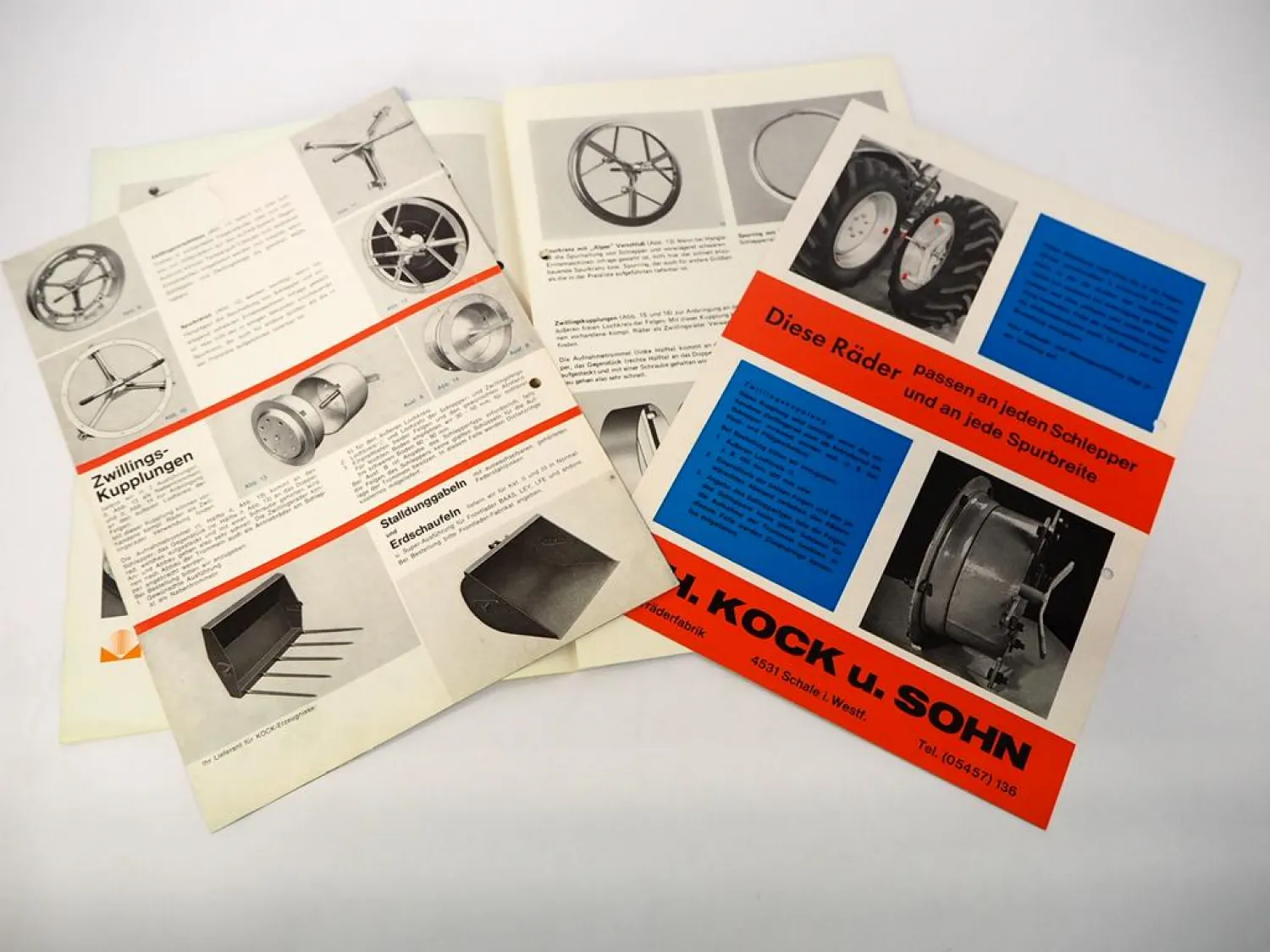3x Original Prospekt Kock & Sohn Alpas Gitterräder z.B. am IHC Schlepper