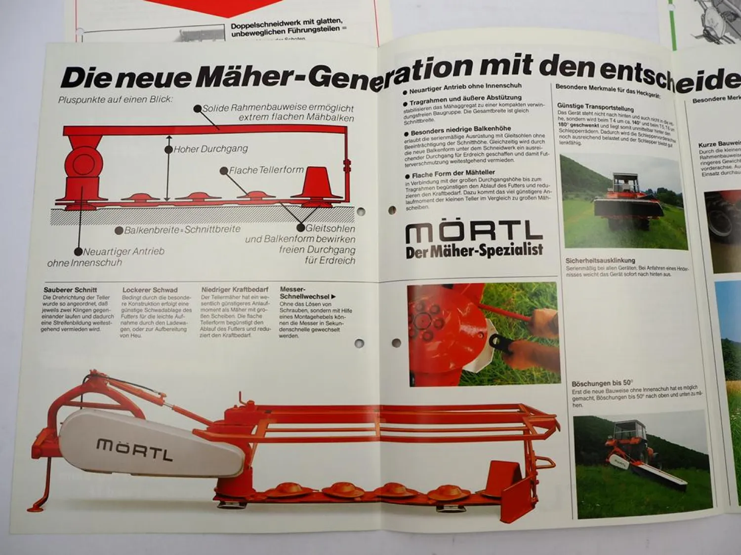 3x Original Prospekt Mörtl Landtechnik Mähwerke Rapstrenner ca. 1983/84