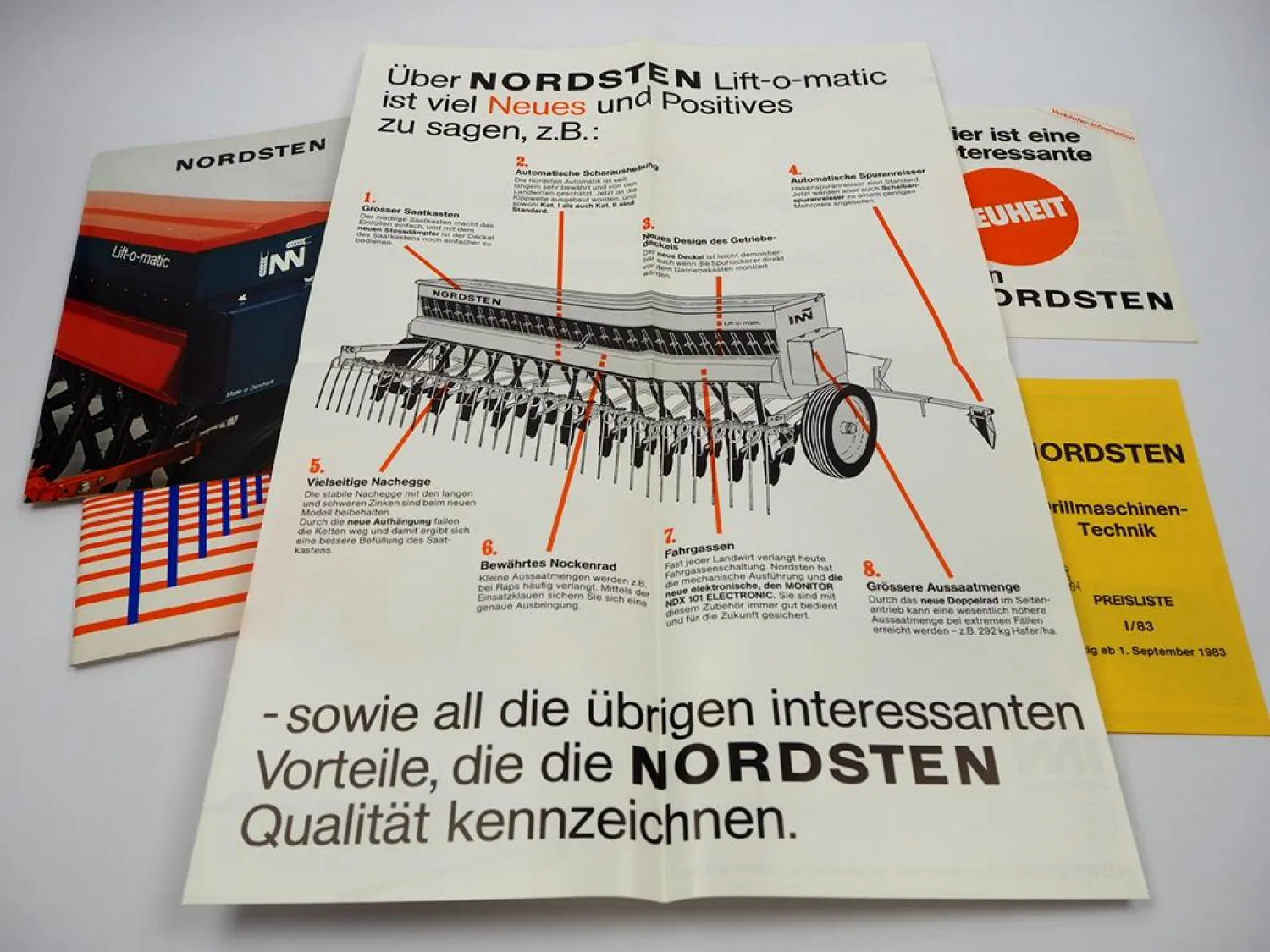 3x Original Prospekt Preisliste Mappe Nordsten Drillmaschine 1980er Jahre