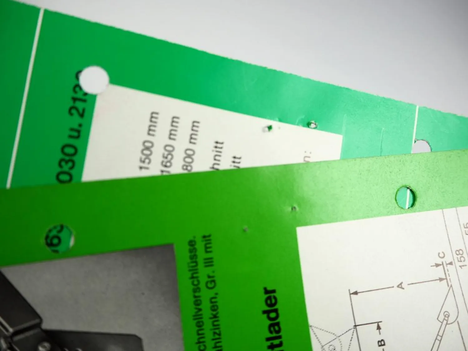 3x Original Prospekt Stockey & Schmitz S&S Frontlader Mähwerk John Deere Traktor