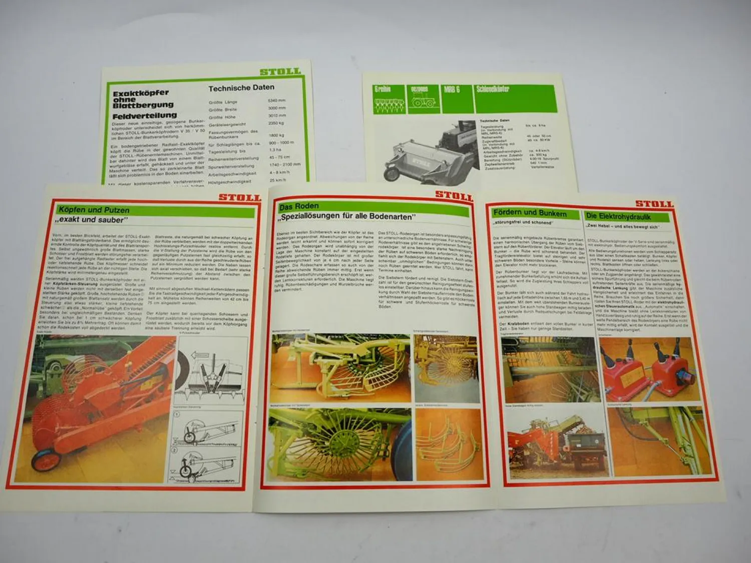 3x Original Prospekt Stoll Zuckerrübentechnik Bunkerköpfroder V V2B 35 50 1980