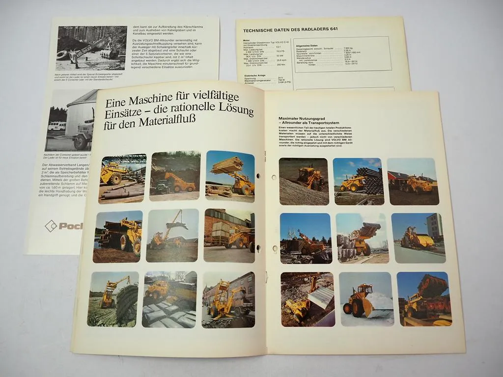 3x Prospekt Volvo BM 621 641 Radlader 1976