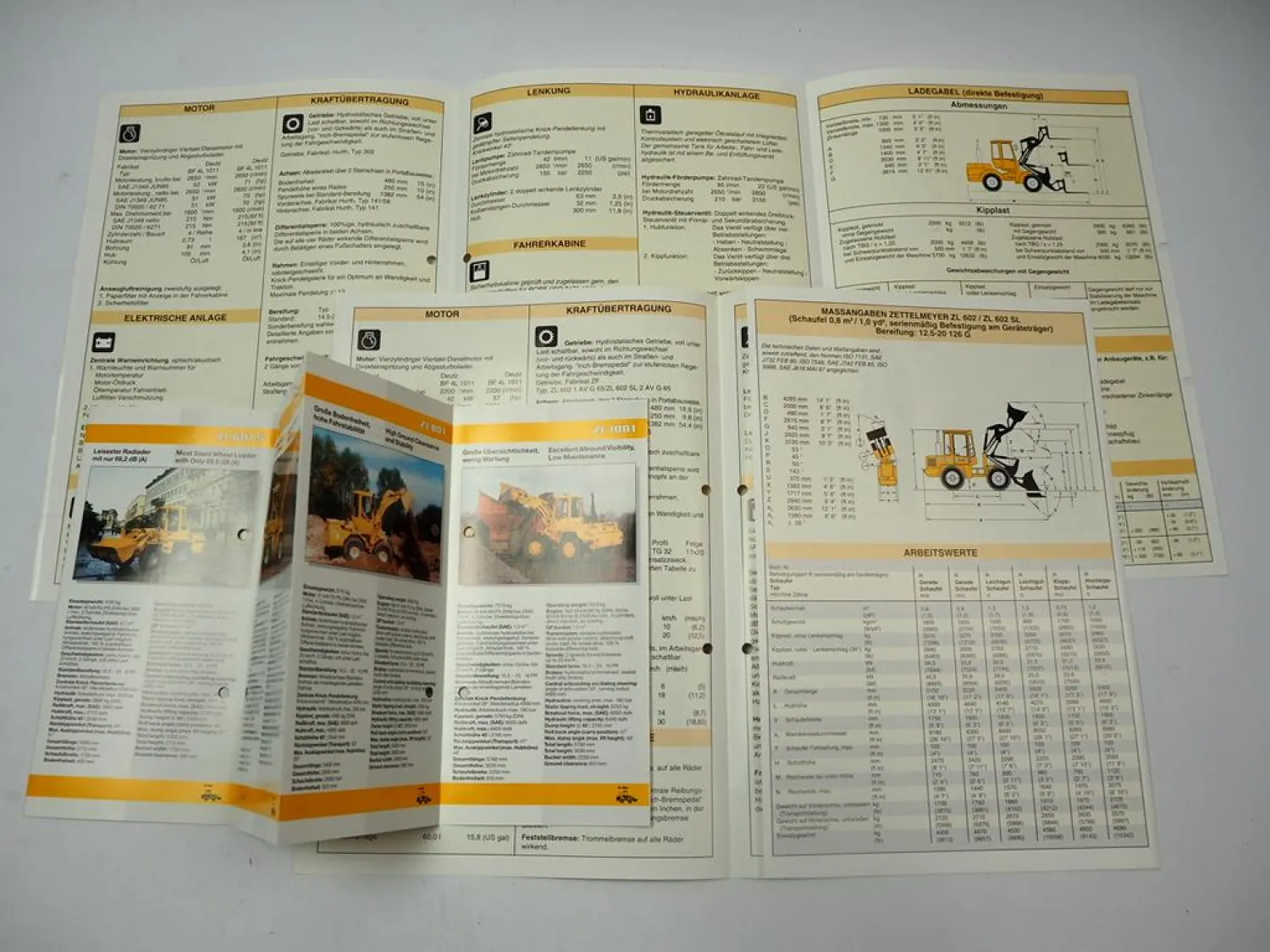 3x Prospekt Zettelmeyer ZL 602 801 Radlader Gesamtprogramm 1990er Jahre