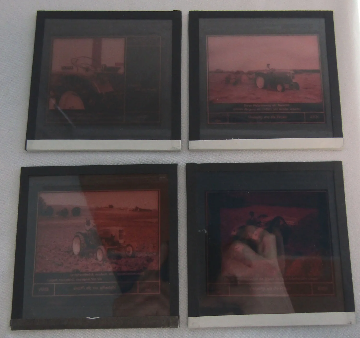 4 Farbdiapositiv MAN Dieselschlepper Feldarbeit ca 1960 Original