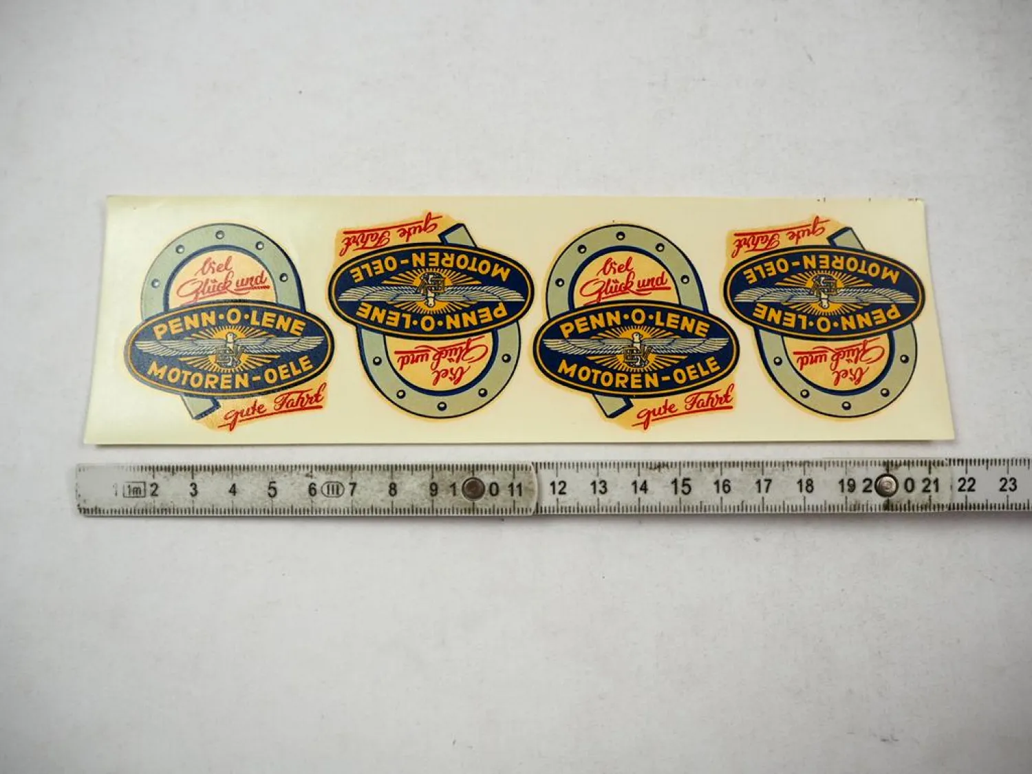 4 Original Abziehbild Penn O Lene Motorenöl 1920/30er Hauptmann Volckmar Hamburg