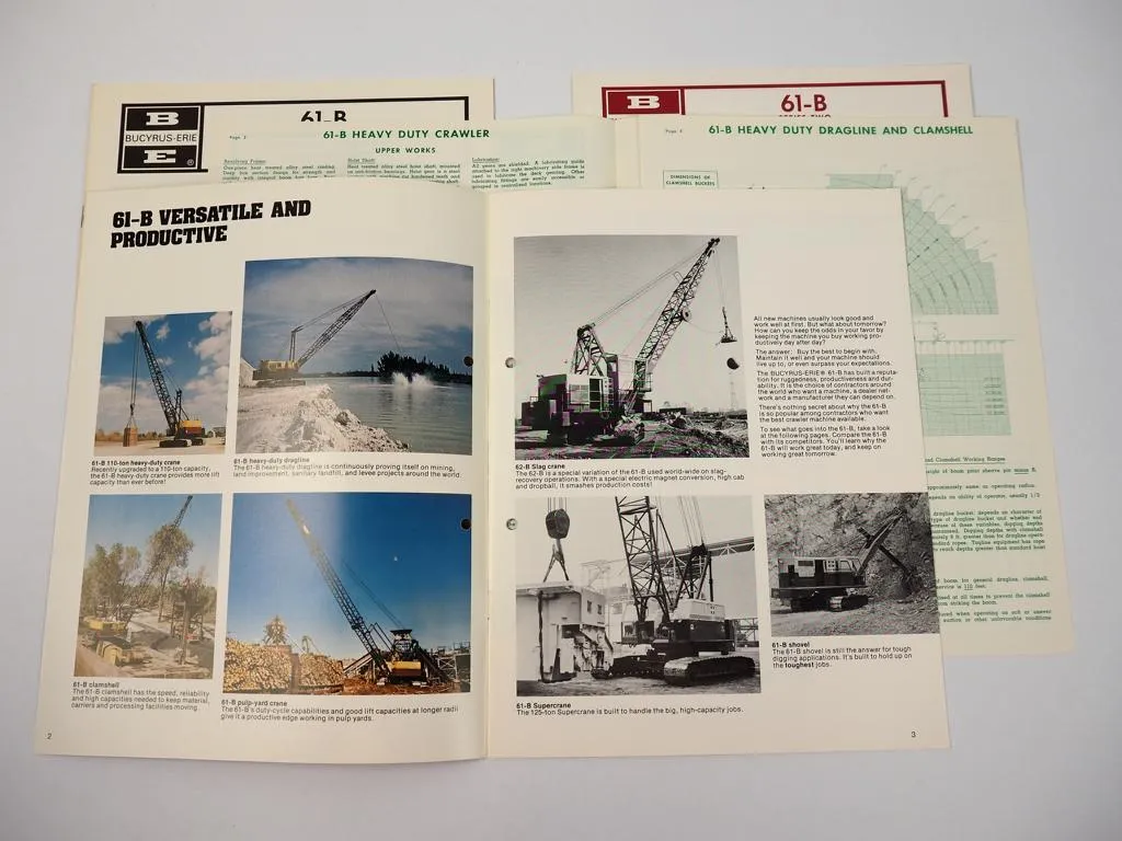4 Prospekte Brochures Bucyrus-Erie 61-B Series2 Crane Shovel Dragline Raupenkran