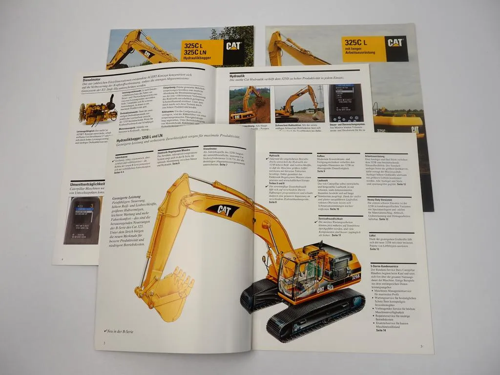 4 Prospekte Caterpillar CAT 325B 325C 325D L LN Hydraulikbagger 1996/2006