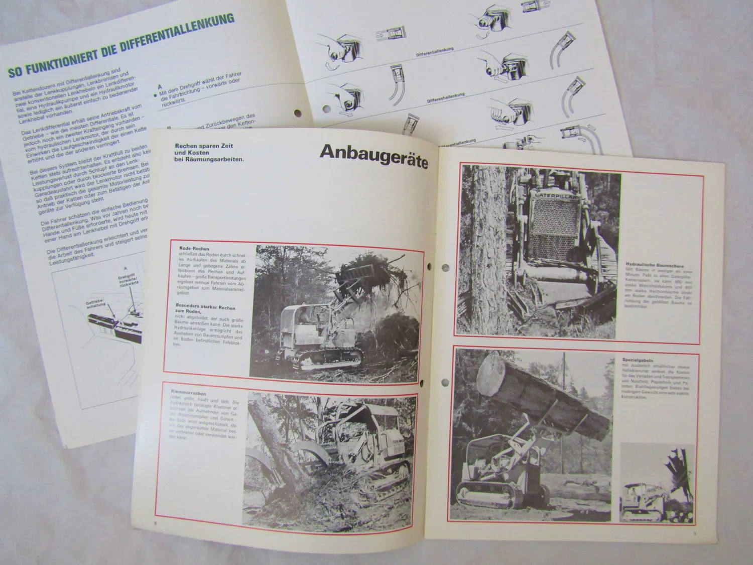 4 Prospekte Caterpillar Kettenlader Hydr Fahrantrieb Anbaugeräte Schaeff HT12 22